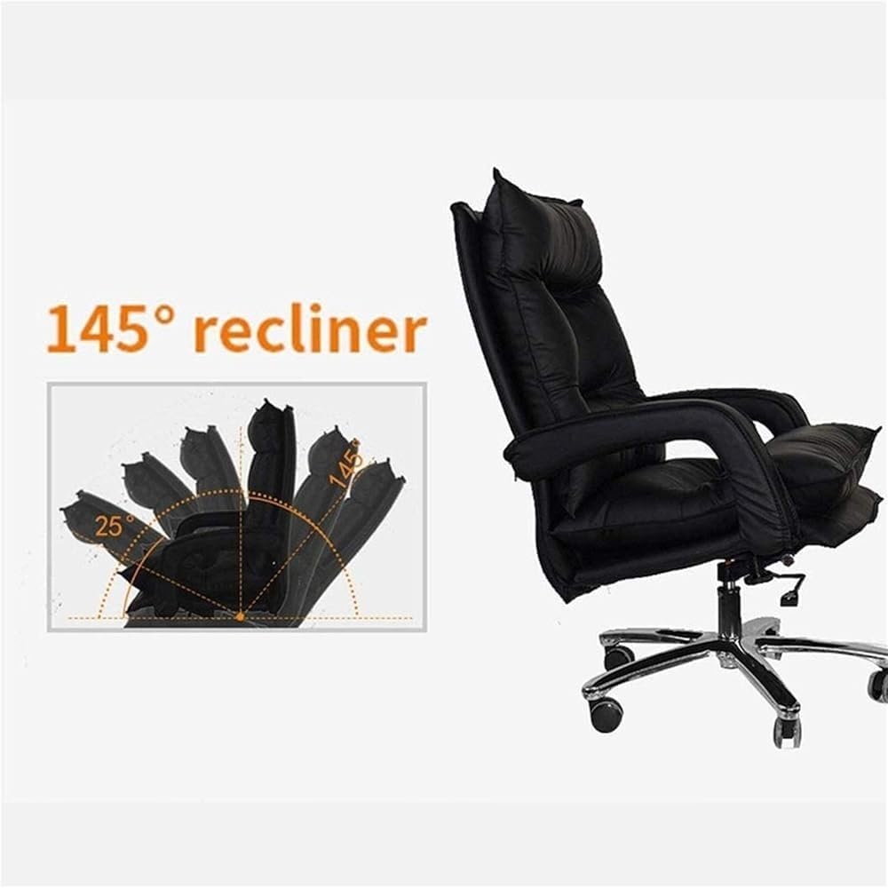 Leather Ergonomic Office Gaming Chair with Executive Swivel Adjustable Height Boss Computer Desk Chairs for Meeting Room Reading Home Bedroom