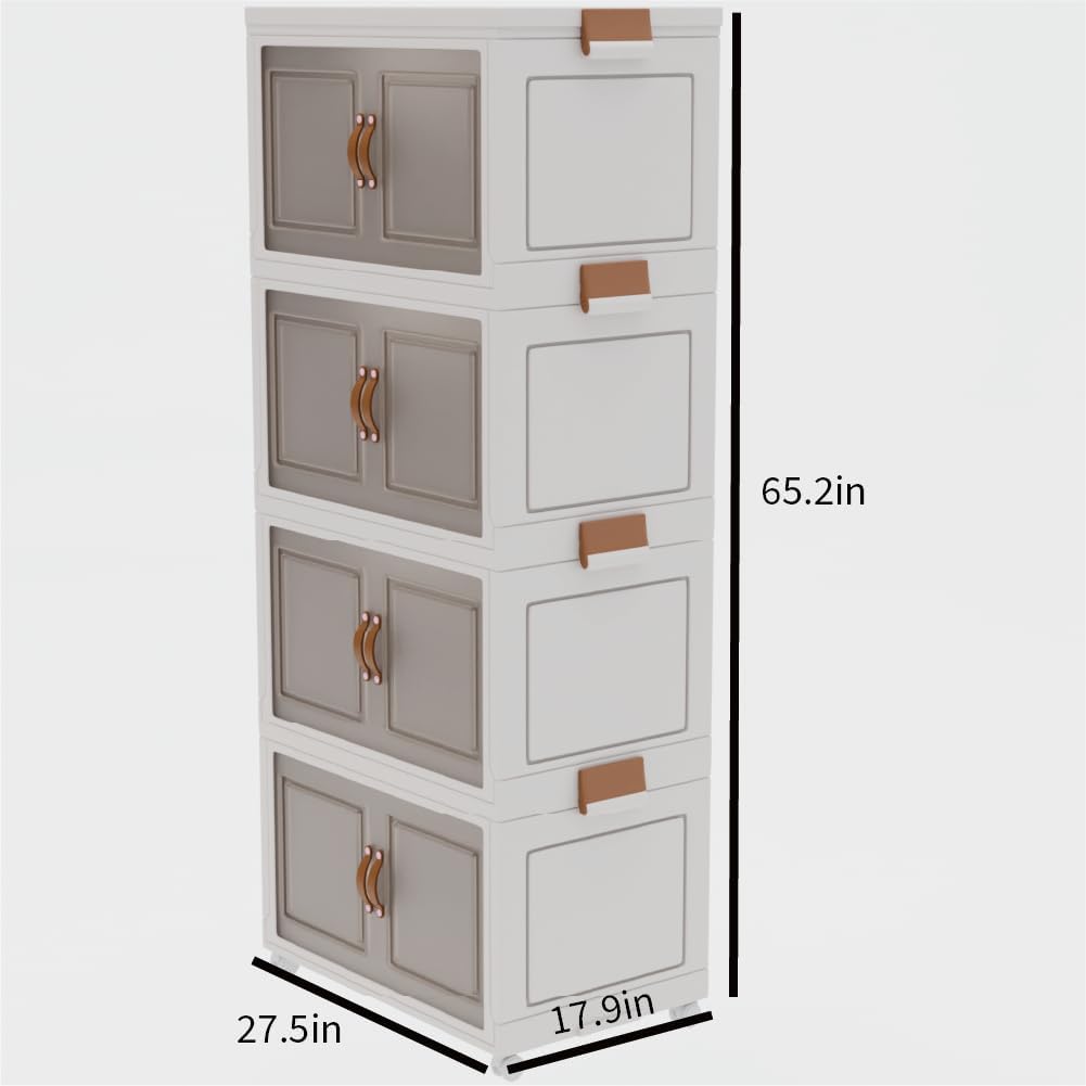 Large Stackable Storage Bins with Lids & Wheels,Foldable Plastic Storage Bins