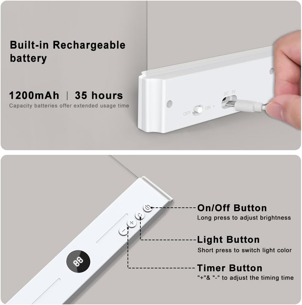 Smart Flat Book Light, Rechargeable Clear LED Reading Light with 3 Colors & Timer, Flat Reading Lamps for Book, Dimmable Full Page Panel Plate Lamp, Kids Eye Protection for Night Reading in Bed