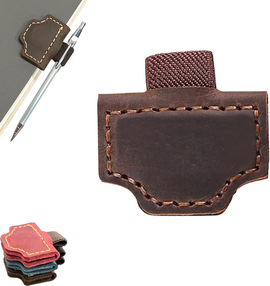 Magnetic Pen Holder Bookmark, Custom Magnetic Leather Pen Holder Bookmark, Leather Book Mark for Reading Women and Men Gifts for Booklovers(Coffee)