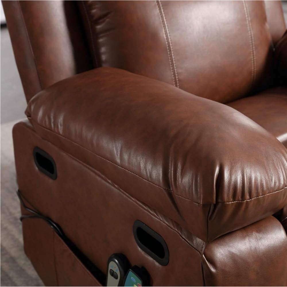 Power Lift Recliner with Heat & Massage, Overstuffed Electric Chair with USB Port, Cup Holders, Side Pocket & Remote – Heavy-Duty Comfort Recliner for Elderly & Adults