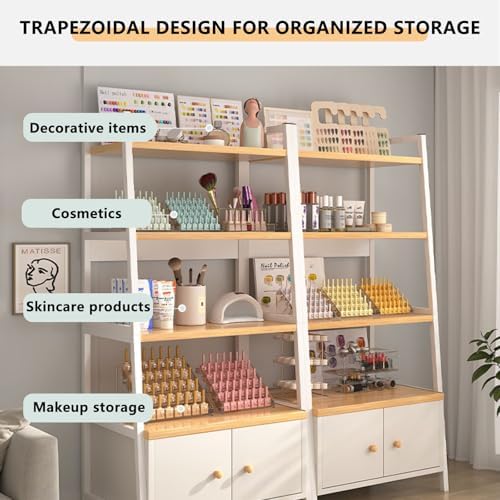 Tall 3/4-Tier Bookcase with Drawer, Narrow Modern Shelf for Bedroom, Office, Living Room & Nail Salon, 150cm High, 4 Layers Storage Organizer
