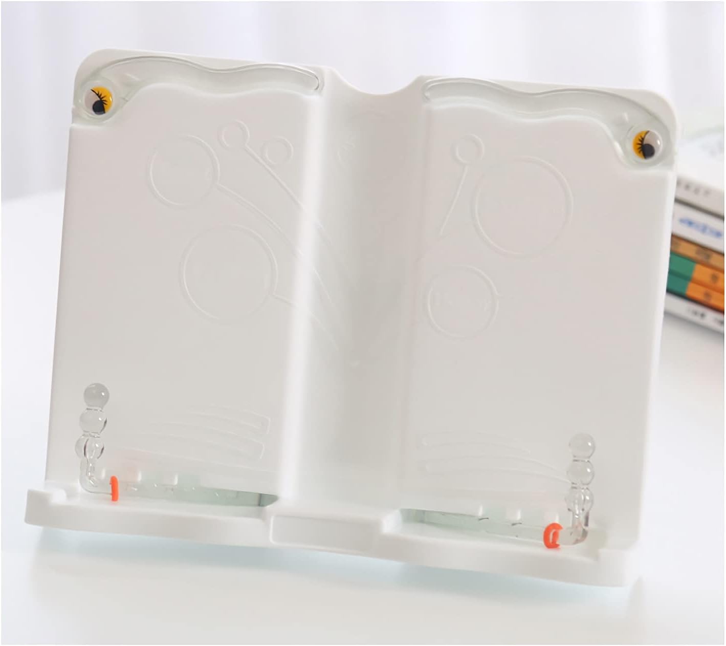 Book Stands and Holders for Reading Book Stand Adjustable Portable Reading Textbooks Foldable Bookstand Lightweight for Students Library Home Office 9.5 x 7.5 Inch for Kitchen and Office (White )