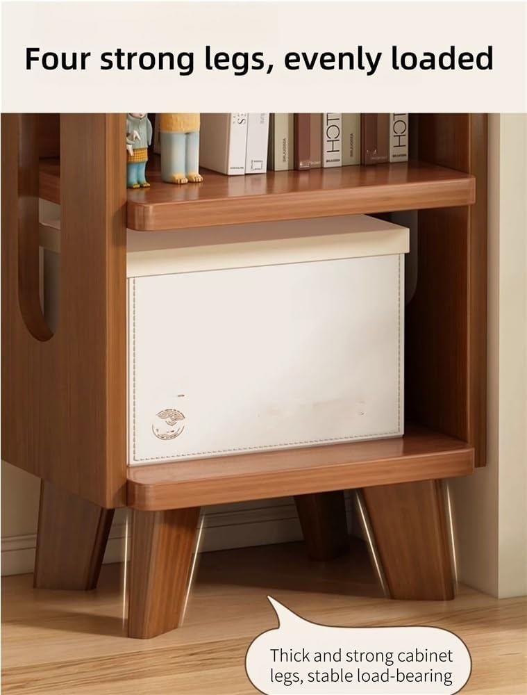 Tall Narrow Bookshelf - Multi-Layer Open Rack, Modern Wooden Storage Shelf for Office, Study, Bedroom - Stylish Floor Standing Bookcase (Brown, 16.9"x11.8"x63")