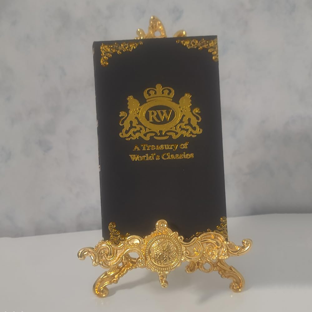 Gold Display, Metal Tabletop Easel, Vintage Quran Holder, Folding Bible Organizer, Decorative Bookshelf,Sleek & Modern Look, for Books, Plates, Photos & More, Golden