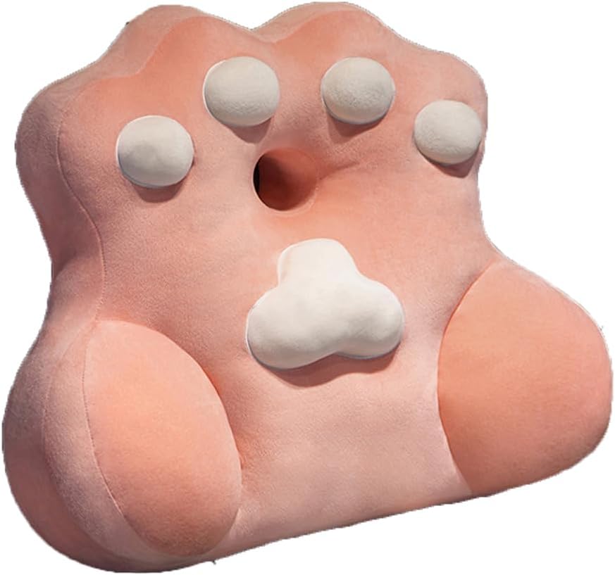 Cat's Paw Bed Backrest Pillow Soft Bed Rest Reading Back Pillow Sofa Waist Cushion Office Chair Lumbar Support Pillow (Pink, 45×40cm/17.7"×15.7"(for Chairs))