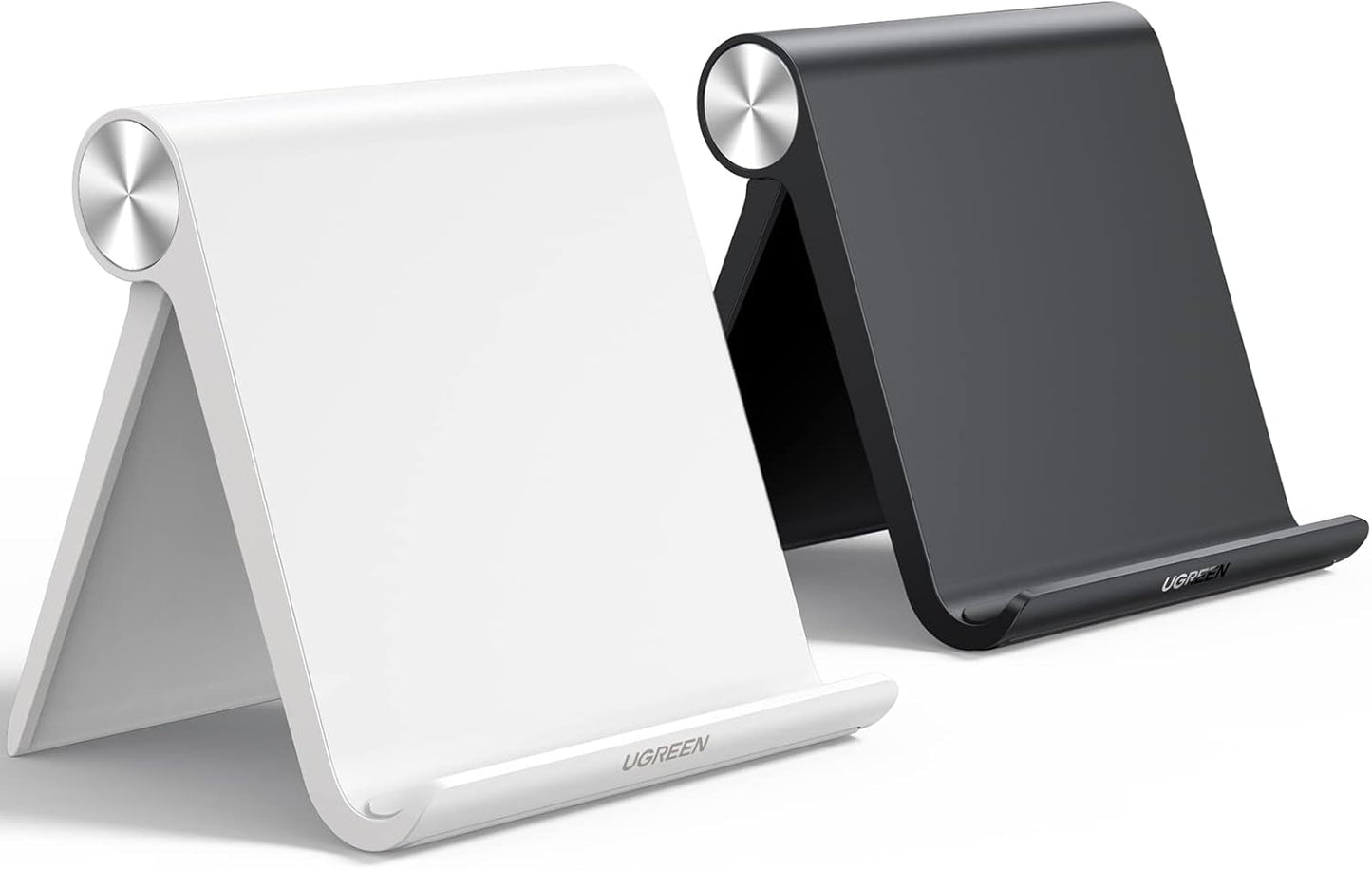 UGREEN Tablet Stand Holder for Desk 2 Pack Stand Compatible with iPad 10.2 11 Inch 9.7 Pro Mini 6 5 4 3, Desktop Portable Phone Holder Adjustable Home Office Accessories, Black and White