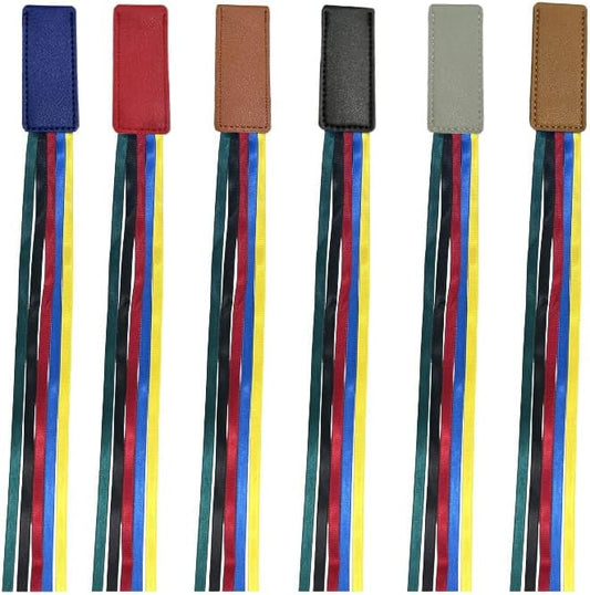 6 Pcs Bible Ribbon Bookmarks, Leather Colorful Page Markers with 5 Ribbons for Books, Novels,Reading, Gift