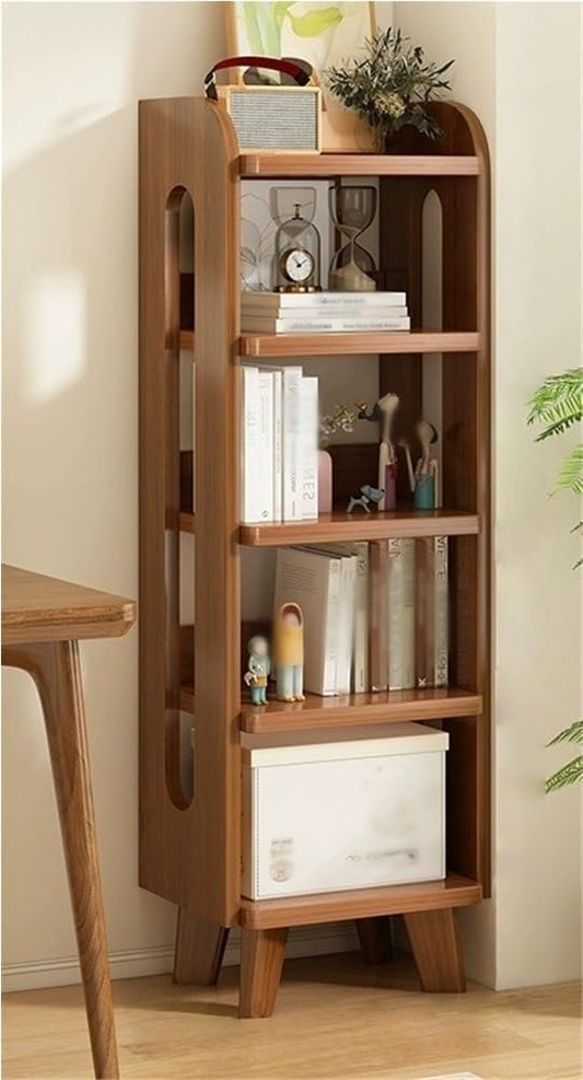 Tall Narrow Bookshelf - Multi-Layer Open Rack, Modern Wooden Storage Shelf for Office, Study, Bedroom - Stylish Floor Standing Bookcase (Brown, 16.9"x11.8"x63")