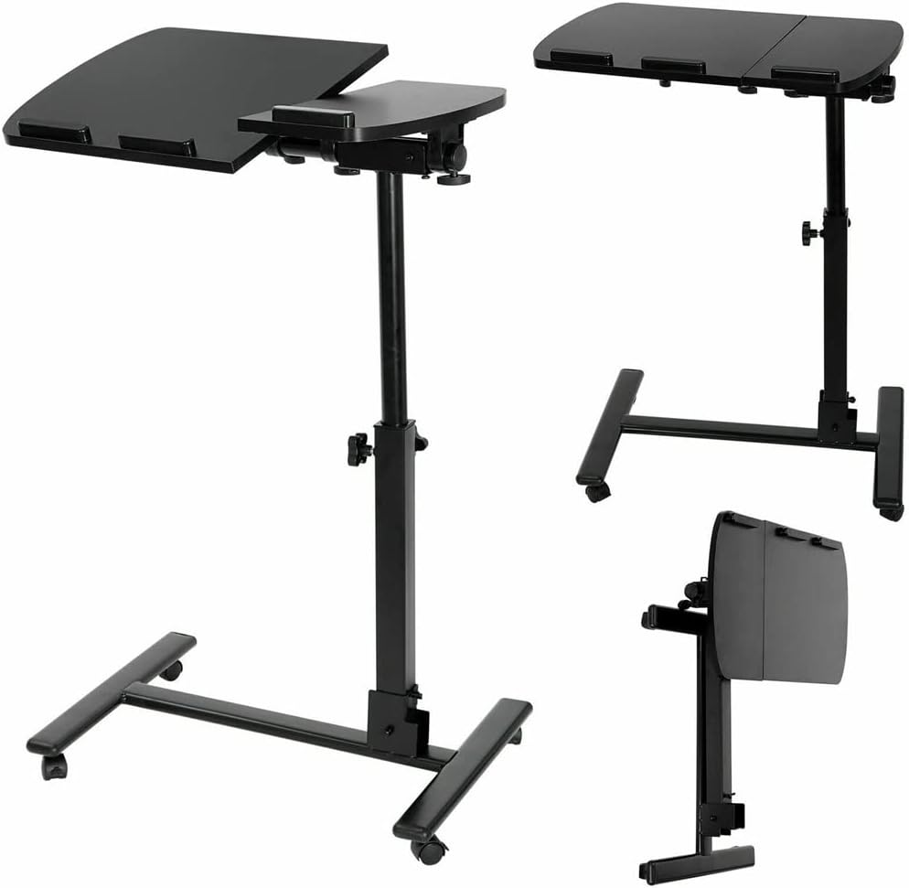 Angle Height Adjustable Rolling Laptop Desk Over Sofa Bed Notebook Table Stand