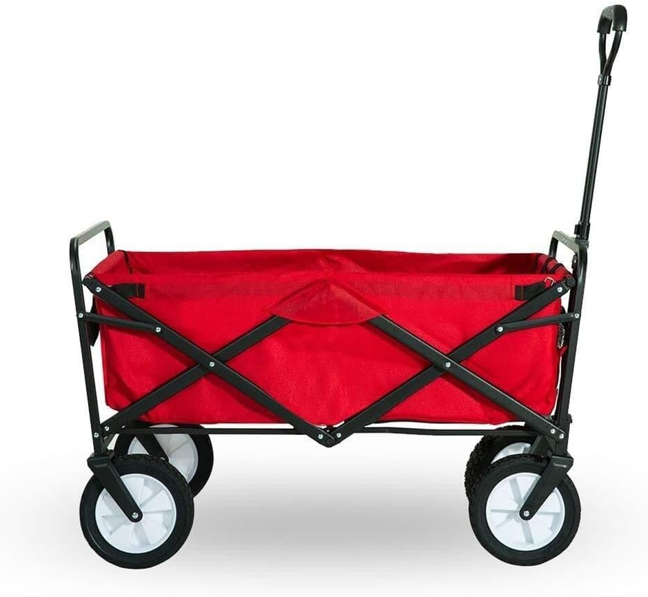 Folding Camping Wagon with Adjustable Handle, 360° Rotating Wheels, Sturdy Steel Frame, 80kg Load Capacity