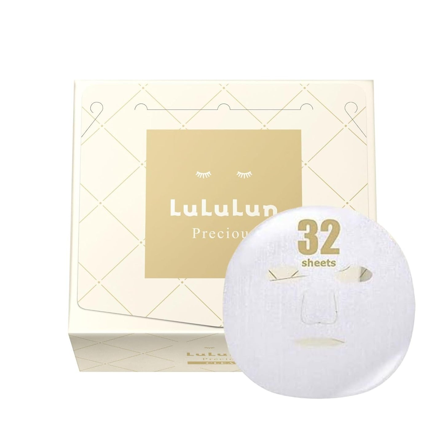 Lululun 32EA Anti Aging Face Mask Sheet for Women & Men, Hydrating Sheet Mask for Even-Toning Skin, Organic Face Mask, Daily Facial Mask Skincare with Green Tea & Shiso Leaf, PRECIOUS CLEAR