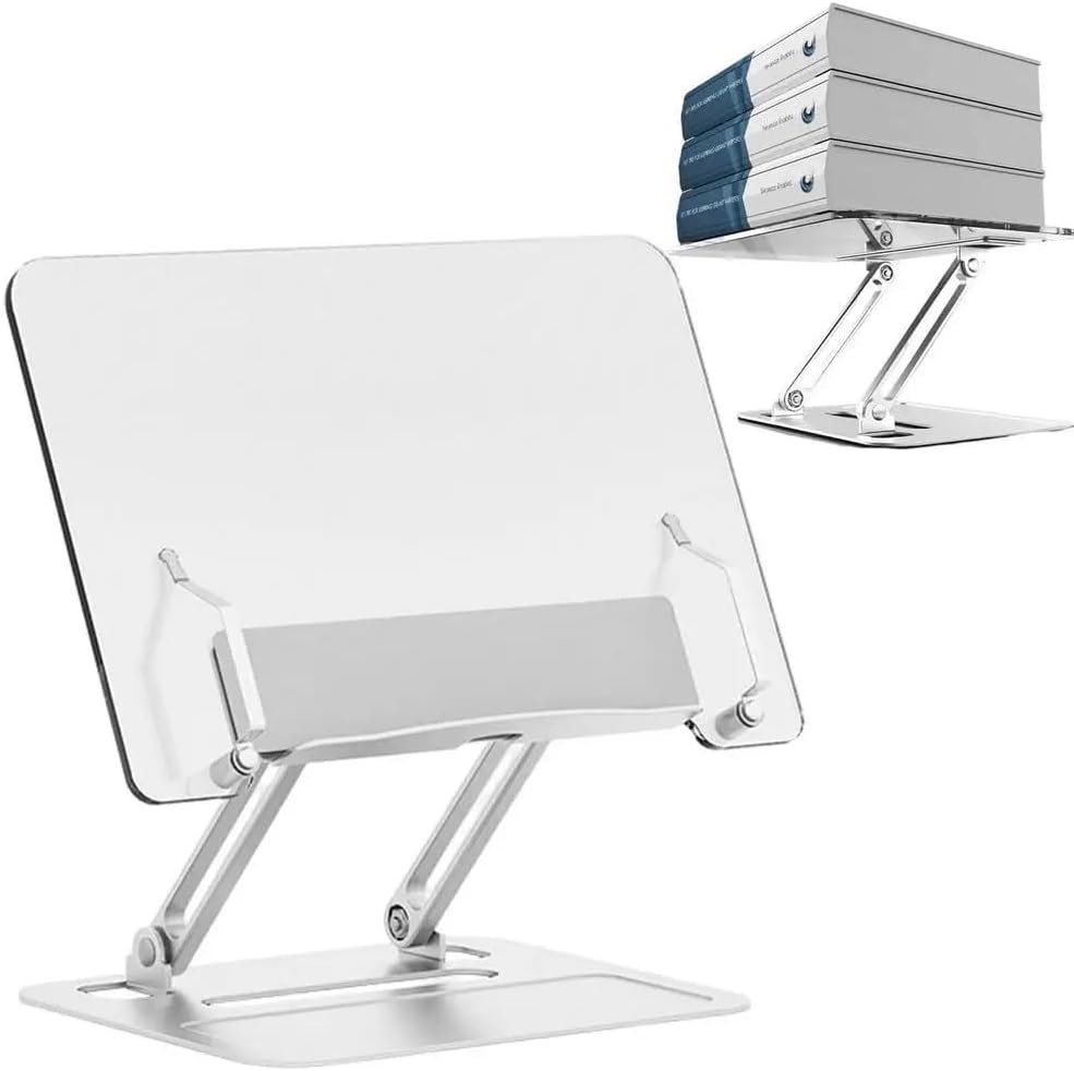 Adjustable Metal Reading Shelf with Foldable and Super Load-Bearing Bookshelf Desktop
