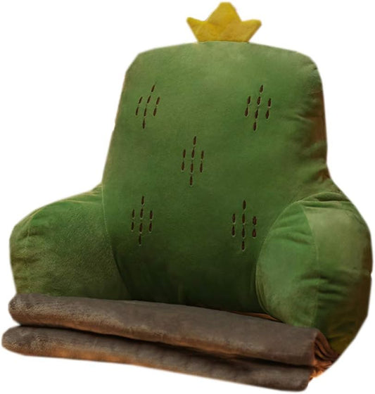 Cartoon Office Plush Chair Back Pillow Waist Support Back Pillow Cushion Sofa Lumbar Pillow Soft Reading Chair Pillow Bed Rest Reading Pillow (Cactus)