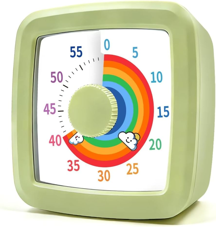 Green Visual Timer 60 Minute Countdown Timer Desk Timer Kids Time Management Tools with Quiet Operation Pomodoro Timer for Home Kitchen Classroom