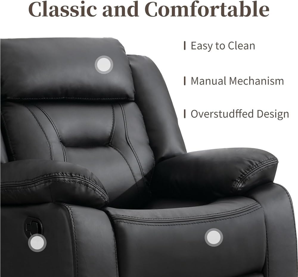 Power Recliner Chair Leather Single Reclining Sofa, Electric Reclining Chair for Living Room, Comfortable Home Theater Recliner Chair with Padded Seat Backrest