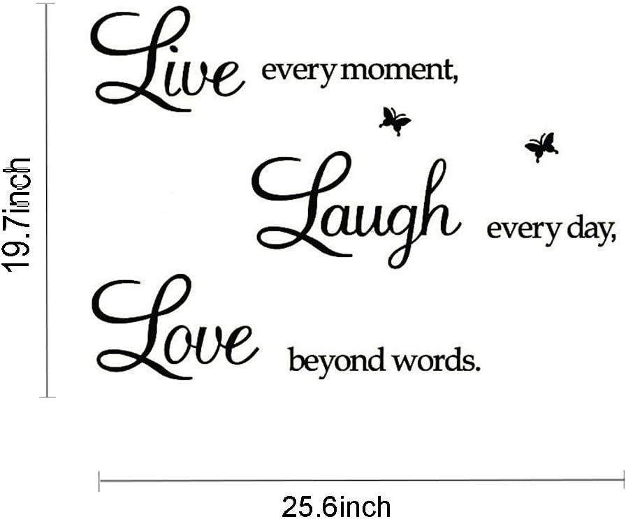 Rertcioph Live Every Moment,Laugh Every Day,Love Beyond Words,Wall Sticker Motivational Wall Decals,Family Inspirational Wall Stickers Quotes