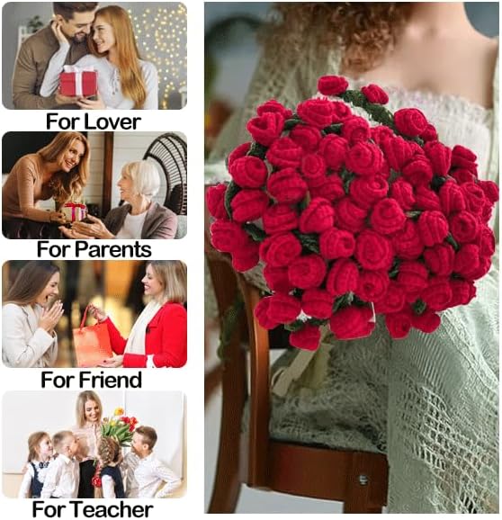 Handmade Crochet Flower Bouquet Blanket - 43.31" Soft Lightweight Round Throw, Romantic Knitted Home Decor, Great Gift for Women, Birthday, Valentine's Day, Christmas