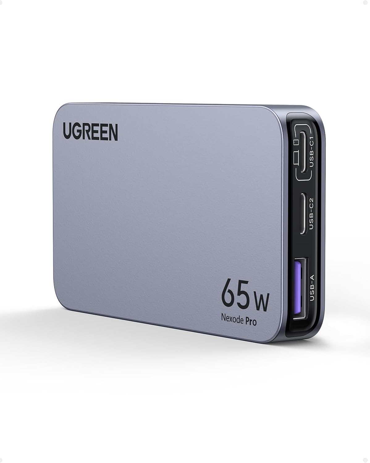 UGREEN Nexode Pro 65W GaN USB C Slim Wall Charger, 3-Port Compact Fast PPS Charger for iPhone 17/16/15 Series, MacBook Air, iPad Pro, Galaxy S25/S24, Pixel 10/9, Steam Deck
