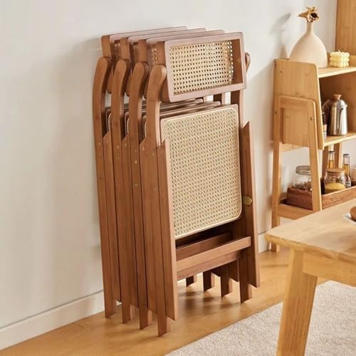 Leather Upholstered Chair,Mid Century Vintage Rattan Chair Adjustable Back Stackable Comfy Rattan Seat Ideal for Bedroom Living Room Reading Room Dining Area Wood Frame