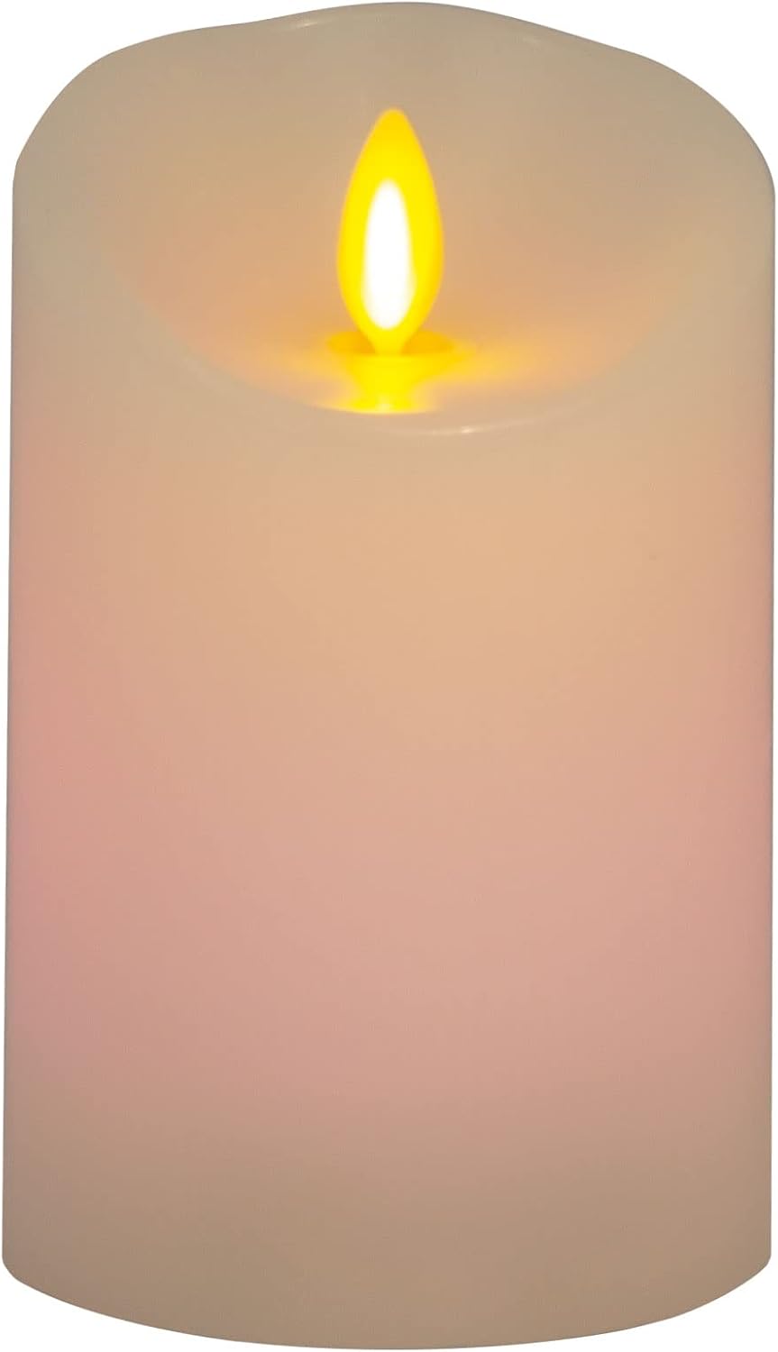 Luminara Flameless Color Changing LED Candle 3" x 4.5", Real Wax Moving Flame, Battery Operated with 18 Button Remote, Unscented Safe