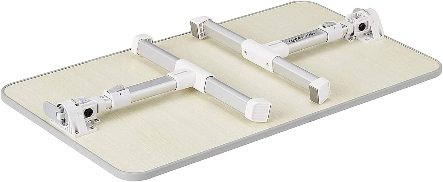 Amazon Basics Portable Foldable Adjustable Laptop Stand Tray Table Lap Desk for Bed and Couch, Fits up to 17-Inch Laptop, 12"x20", Cream