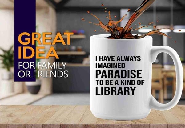 Book Lover Coffee Mug 15oz White -imagined paradise - Book Lovers Gifts Book Reader Gifts Book Club Gifts Book Reading Cup Reading Gifts