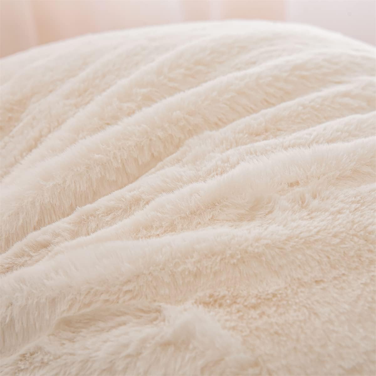 NTBED Reading Pillow Faux Fur Bed Wedge Backrest with Arms,Couch TV Relax Bed Rest Pillow Back Support Cushion for Kids Teens Boys Girls(Ivory)