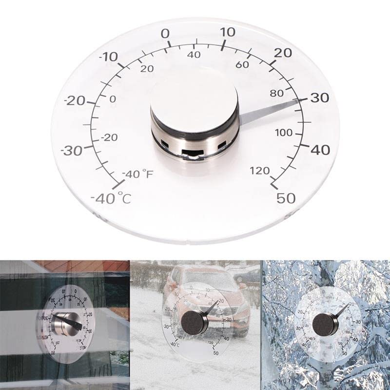Thermometer Temperature Transparent Clear Outdoor Window Clock Weather Tool