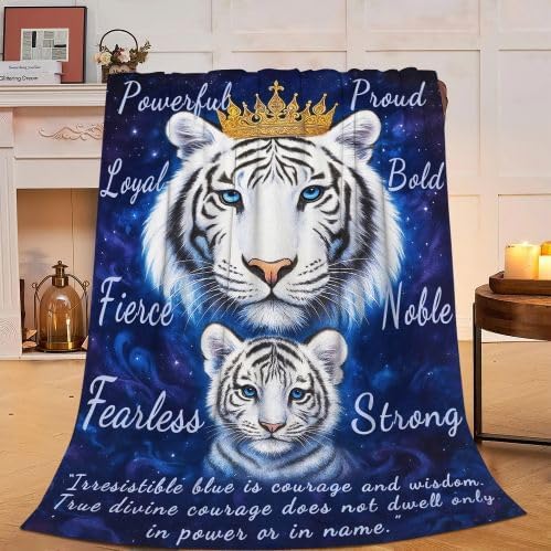 Tiger Blanket Inspirational Tigers Throw Blanket Soft Warm Cozy Fleece Fuzzy Plush Flannel Blankets Gifts for Girls Women Boys Kids Adults 40"X50"