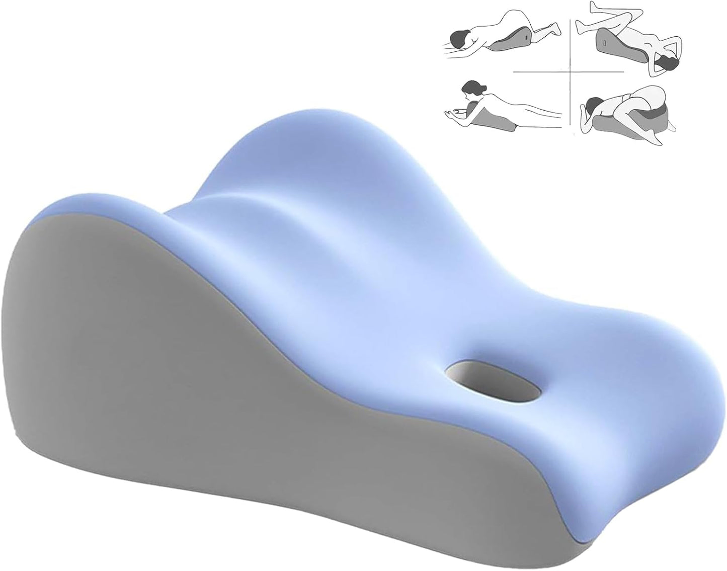 Ergonomic Natural Latex Pillow for Adults & Pregnancy | Multi-Position Support Cushion for Sleeping, Lounging, Reading & Couples | Removable Washable Cover (Dusty Blue)