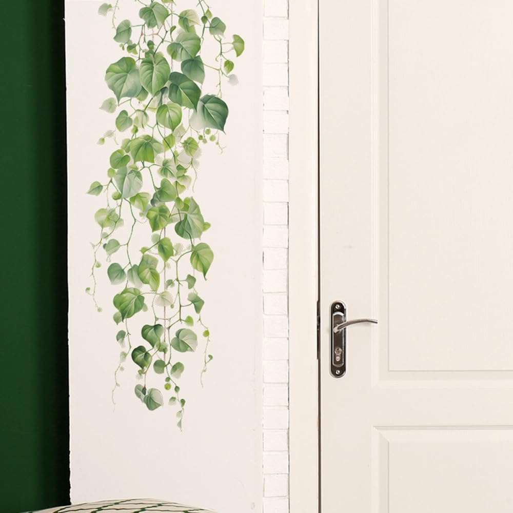 Green Plant Vine Wall Sticker - Evergreen Ivy Leaves for Bedroom & Living Room - 22x28.7 Inch