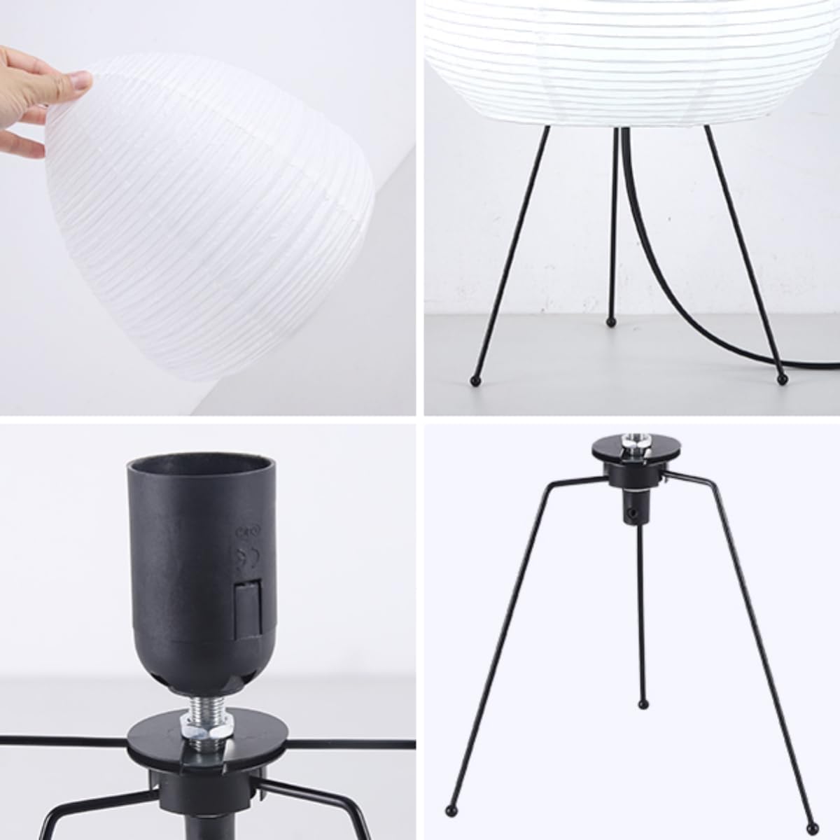 Rice Paper Lamp, Japanese Paper Lantern for Bedroom/Table/Office Soft Light, Noguchi Lamp for Wabi-Sabi Decor, Paper Table Lamp with Bulb