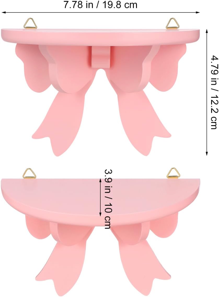Cabilock Pink Wood Floating Shelf 7.87X5.11X3.93 Inch Wall Mounted Partition Rack Organizer for Bedroom Bathroom Kitchen Living Room Decoration