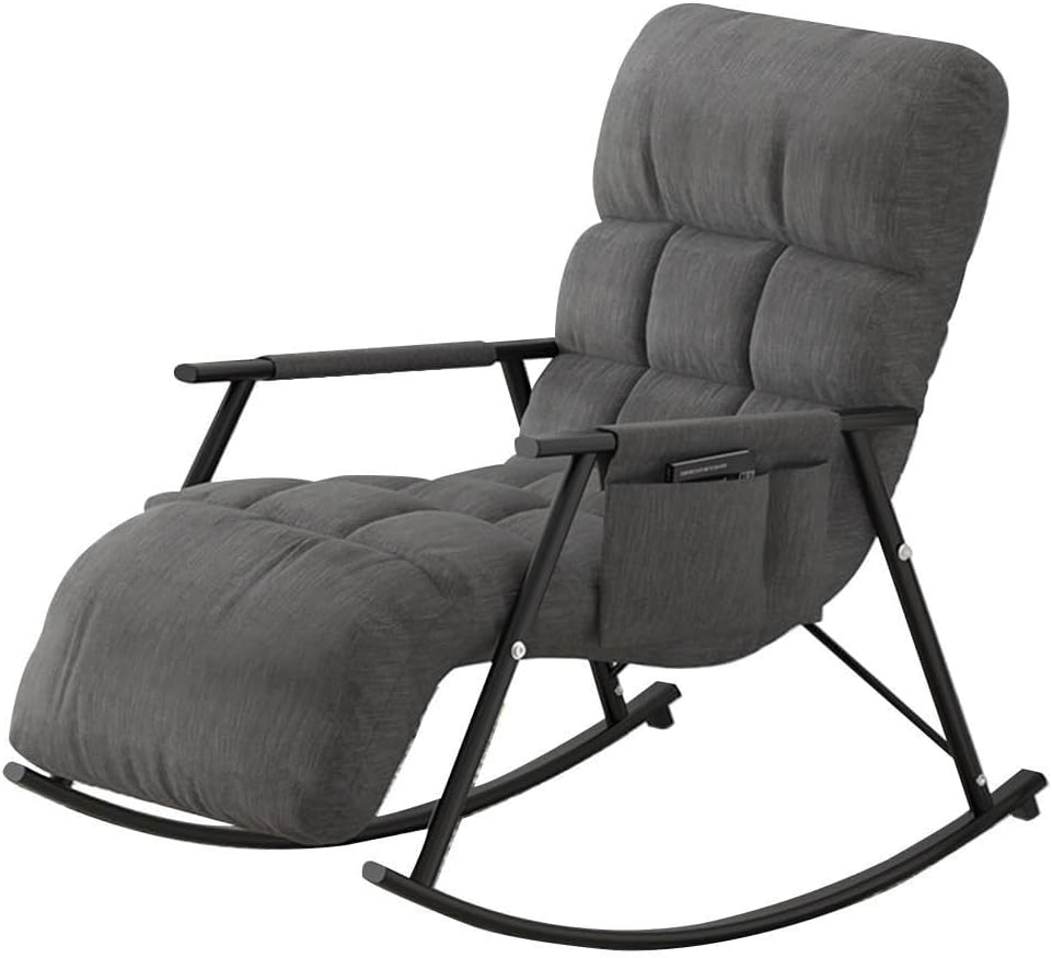 Modern Gray Rocking Chair - Reclining Armchair for Living Room, Soft Sleeper & Reading Chair for Bedroom Lounge, Stylish Comfort for Home Decor
