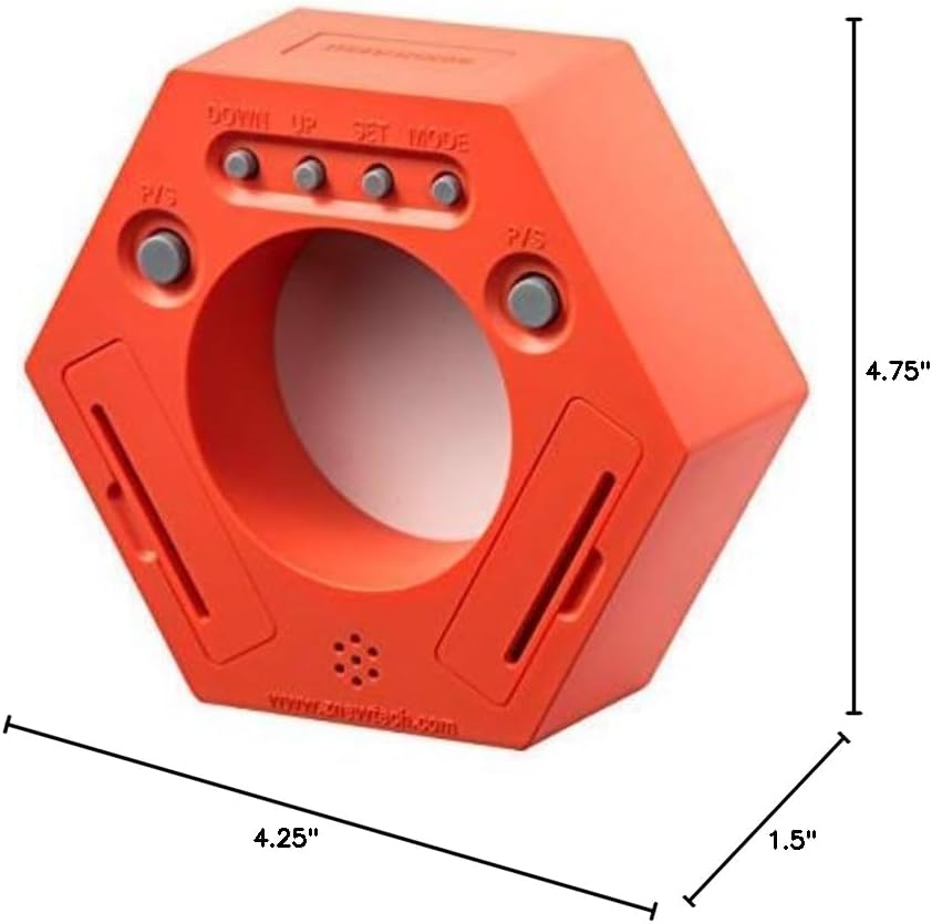 Hexagon Rotating Productivity Clock, Pomodoro Timer with 5,15, 30, 45, 60 Minute Presets, Timer for People with ADHD (Orange)