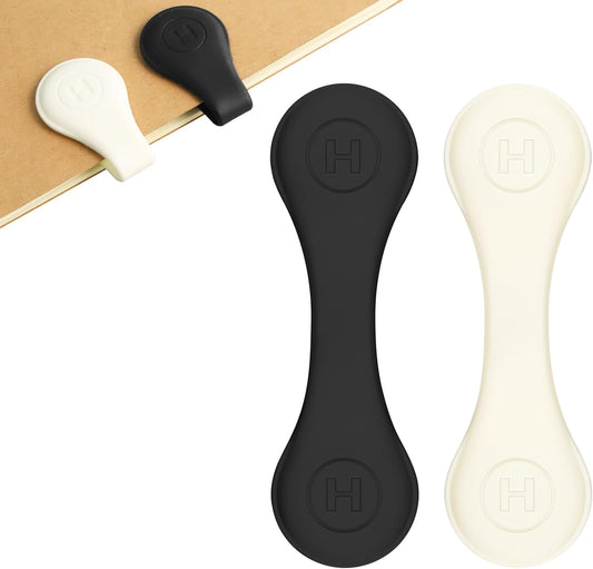 2 PCS Magnetic Bookmarks, Book Page Holders, Book Markers, Magnetic Bookmarks for Women, Book Lovers, Reading Accessories Gift(Rice White+Black)