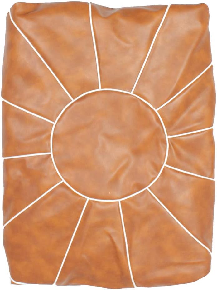 Decorative Pouf Foot Stool Round Unstuffed Leather Ottoman Cushion Storage seat or for Resting Your Feet on, Floor Chair Foot Living Room Bedroom Kids Room and Wedding (Brown)