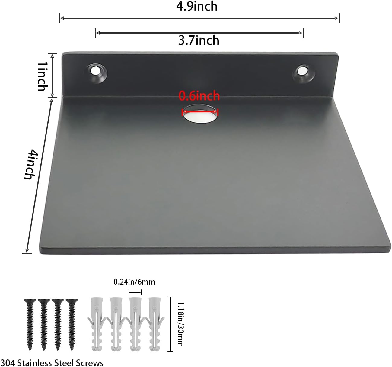 Small Wall Shelf,3.0mm Aluminum Alloy Small Floating Shelf,for Bathroom, Bedroom, Living Room, Kitchen,Office(5 Inch Black, Set of 2)