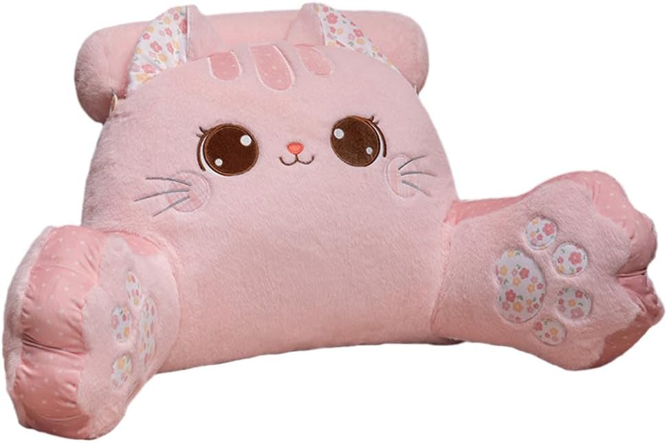 Reading Pillow Back Pillow for Sitting Up in Bed Cat Design Bed Pillow with Arms, Back Support Pillow with Washable Cover Home Decor
