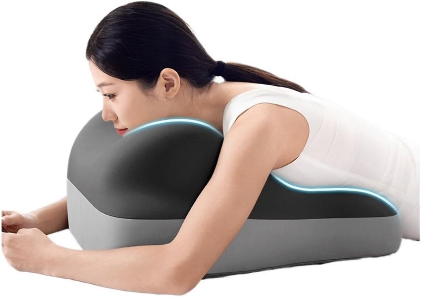 Memory Foam Lumbar Support Pillow for Office Chair, Bed, Body Support, Helps Relieve Back Pain, Ergonomic Comfort for Acid Reflux Relief, Sleeping and Reading (Double Gray)