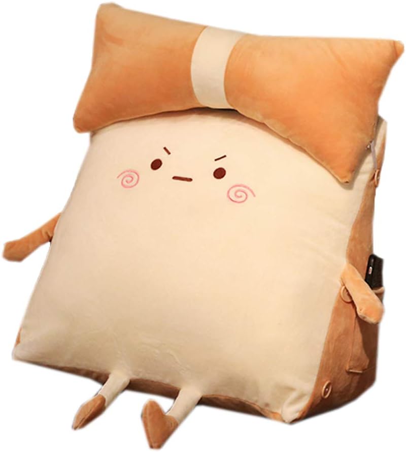 Cute Bread Triangular Cushion Pillow Bed Triangular Wedge Pillow Sofa Reading Backrest Cushion Washable Adjustable Back Wedge Cushion Pillow Waist Cushion (Angry, 45×42×23cm)