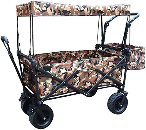 Portable Folding Garden Troey Cart Heavy Duty Wagon with Canopy Multi-Function ping Cart for Outdoor Camping Beach Pu Truck (Color : A)