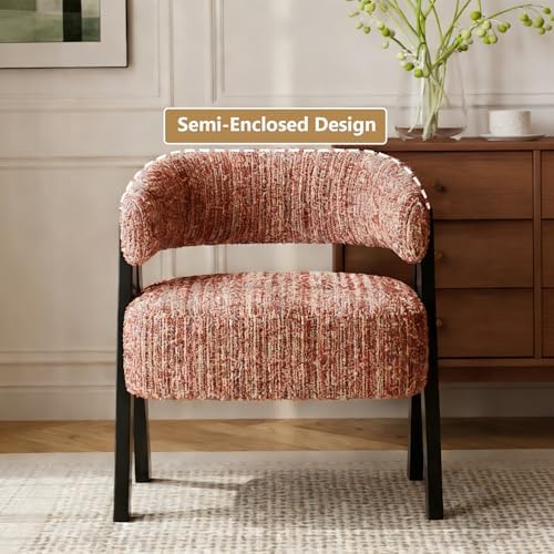 Meval Chenille Upholstered Lounge Chair, Single Sofas with Wooden Legs for Living Room, Bedroom, Office - Stylish Cloud Velvet Accent Chair (B)