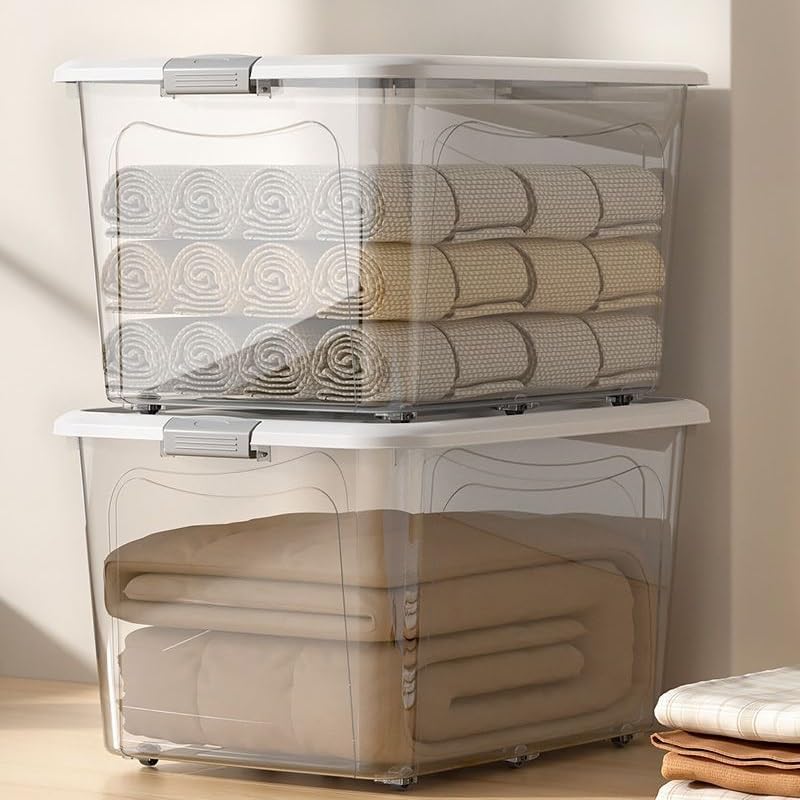 Transparent storage box large capacity for clothes books