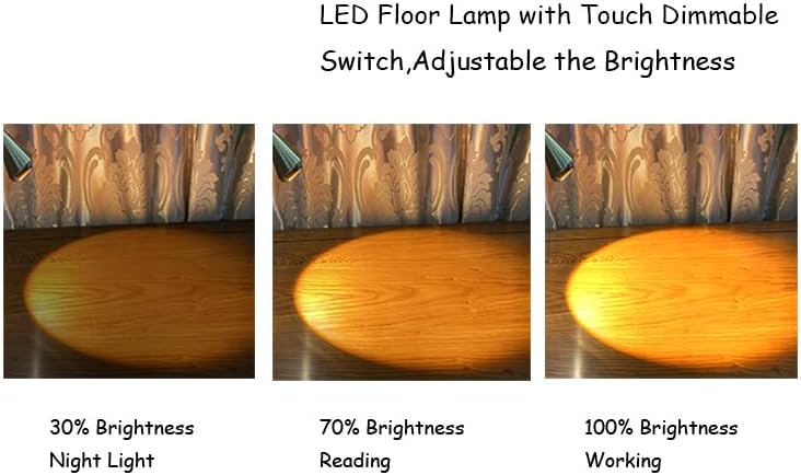 HomeFocus - LED Floor Lamp,Standing Lamp for Reading,Eye-Caring,Stepless Dimming,Floor Lamp for Living Room,Bedroom,LED 5W,Energy Efficient Super Bright (Metal,Gold)