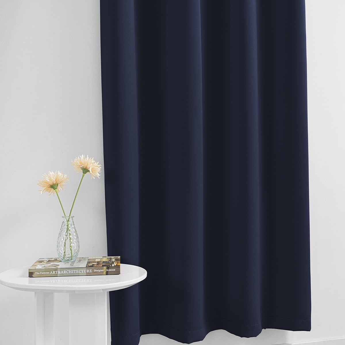 Muamar No Drill Blackout Curtain, Easy Install Window Curtain Panels, Portable Bedroom Curtains 2 Panel Sets, Light Blocking Shades for Window (Navy Blue, 42" W x 84" L)