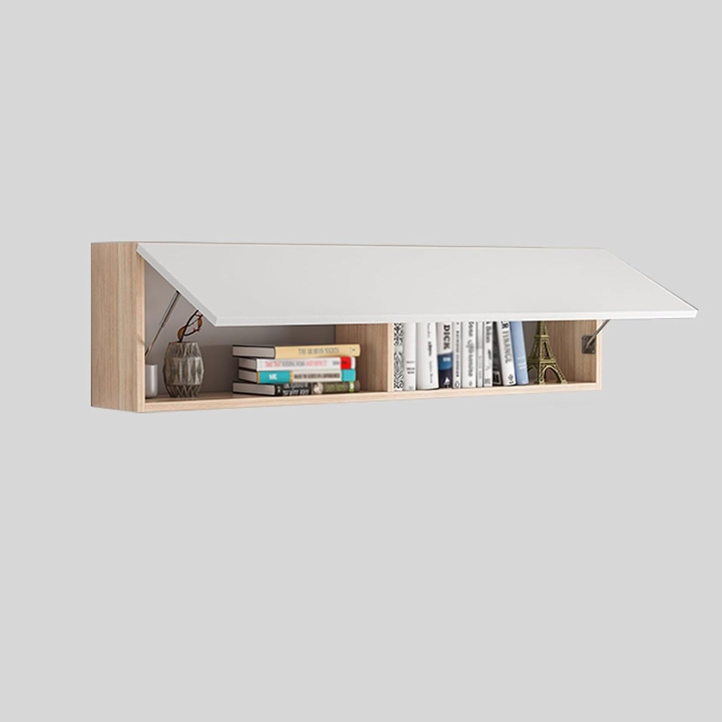Wooden Wall Mounted Storage Organizer with Door, Wall-Mounted Makeup Organizer，Medicine Cabinet，for Living Room，Bedroom，Kitchen，Bathroom(White+Wood,60cm/23.6in)