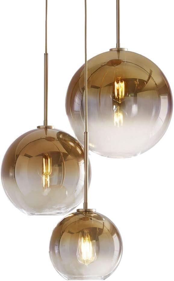 Gradient Color Glass Pendant Light,Modern Glass Hanging Light Chandelier Light (Gold, 25cm)