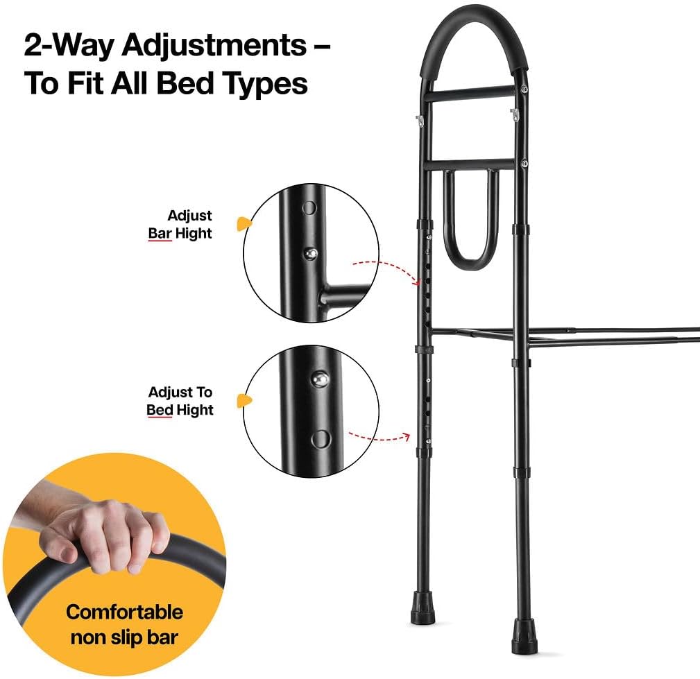 Medical king Bed Rails for Elderly Adults Safety Bed Assist Rails for Seniors with Adjustable Heights ASTM Approved Easy to get in or Out of Bed with Floor Support